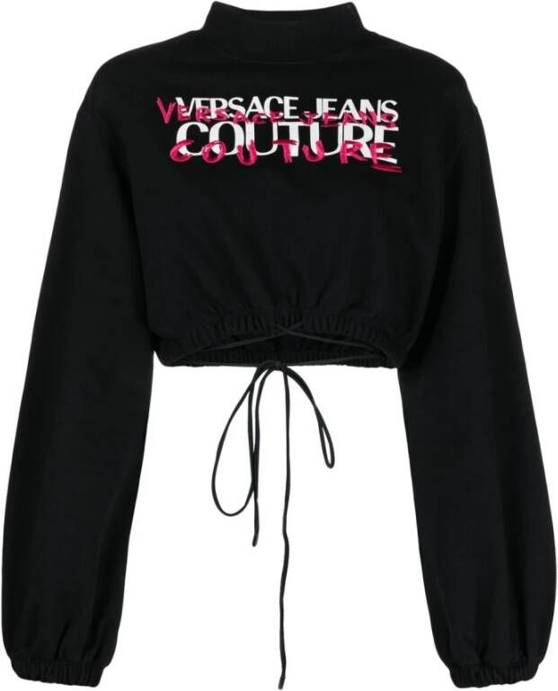 Versace Jeans Couture Women Clothing Sweatshirt Black Ss23 Zwart Dames