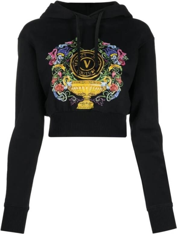 Versace Jeans Couture Women Clothing Sweatshirts Black Ss23 Zwart Dames