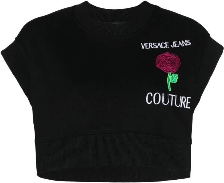 Versace Jeans Couture Women Clothing Sweatshirts Czarny Ss23 Zwart Dames