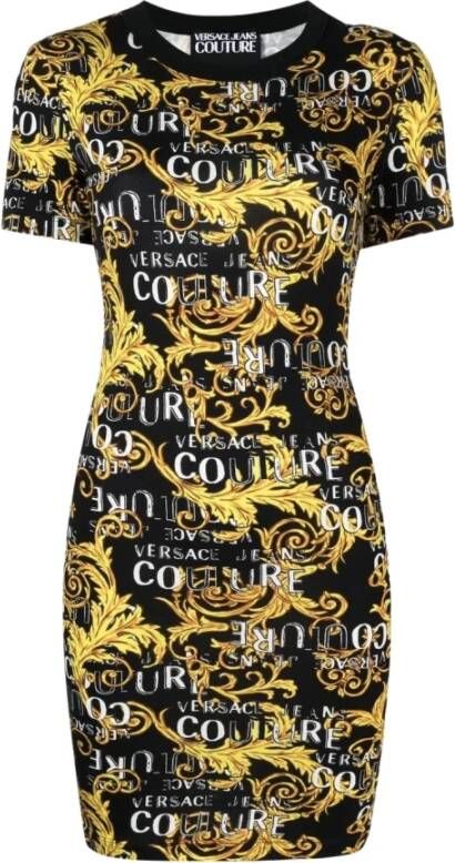 Versace Jeans Couture Women Dress Baroque Black Meerkleurig Dames