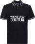 Versace Jeans Couture Zwart Polo Shirt met Logo Print en Streep Detail Zwart Heren - Thumbnail 1