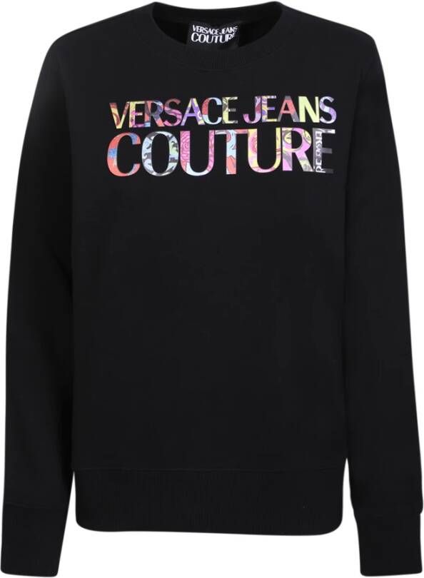 Versace Jeans Couture Zwart Sweatshirt met Reliëflogo Zwart Dames