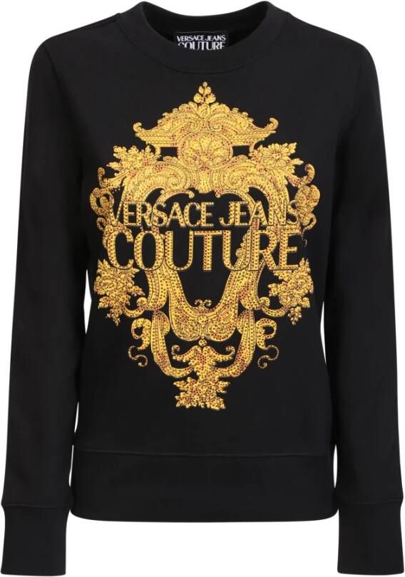 Versace Jeans Couture Zwarte Barok Print Sweatshirt voor Dames Zwart Dames