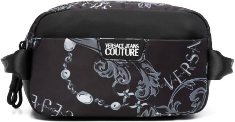 Versace Jeans Couture Zwarte Bedrukte Logo Sketch 13 Clutch Zwart Heren
