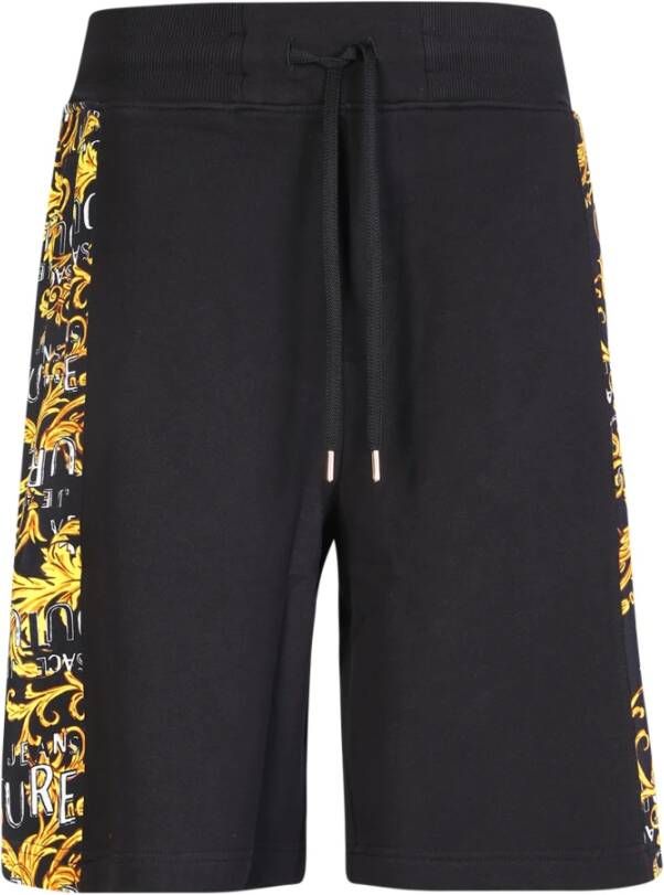 Versace Jeans Couture Zwarte Bermuda Shorts met Barokprint Zwart Heren
