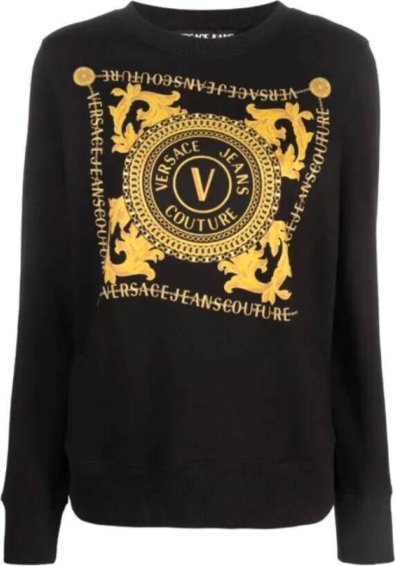 Versace Jeans Couture Zwarte Chain Couture Katoenen Sweatshirt Black Dames