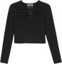 Versace Jeans Couture Zwarte crop top met lange mouwen Zwart Dames - Thumbnail 1