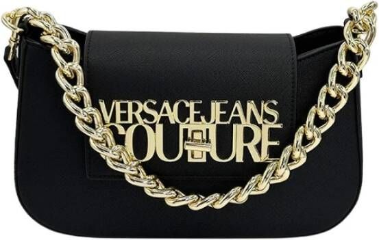 Versace Jeans Couture Zwarte Gondel Tas met Logo Slot Zwart Dames