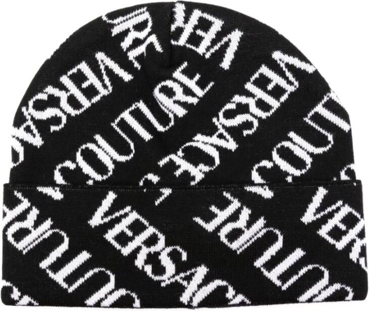 Versace Jeans Couture Zwarte Hoeden met Lana Logo Allover Black Heren