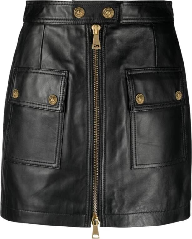 Versace Jeans Couture Zwarte Hoge Taille Ritsrok Zwart Dames