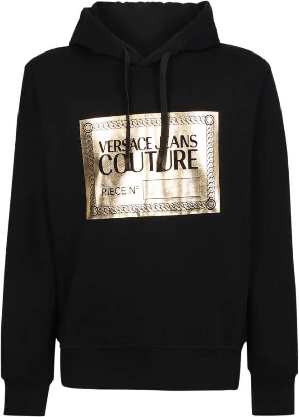 Versace Jeans Couture Zwarte Hoodie met Logo Print voor Heren Zwart Heren