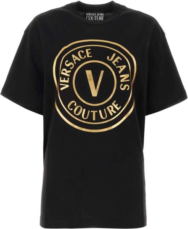 Versace Jeans Couture Zwarte katoenen T-shirt Black Dames