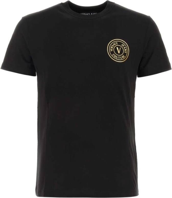 Versace Jeans Couture Zwarte katoenen T-shirt Zwart Heren