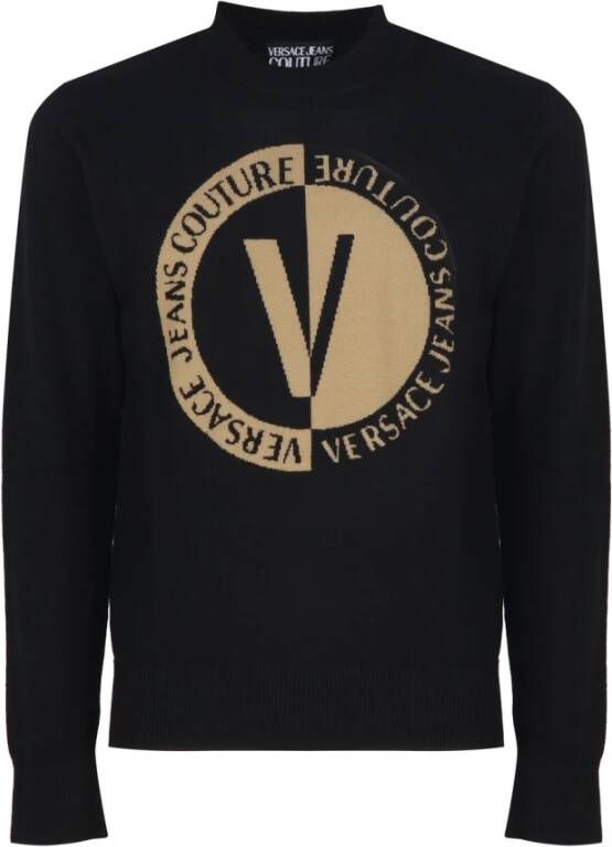 Versace Jeans Couture Zwarte Sweaters Stijlvol Ontwerp Black