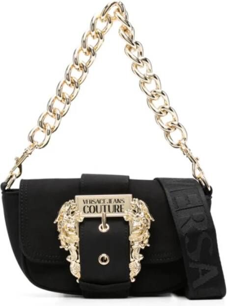 Versace Jeans Couture Zwarte Mini Tas met Barok Gesp van Zwart Dames