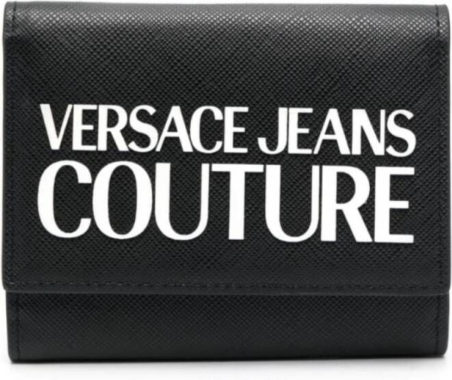 Versace Jeans Couture Tactiele Logo Portemonnee Saffiano Leer Black Heren