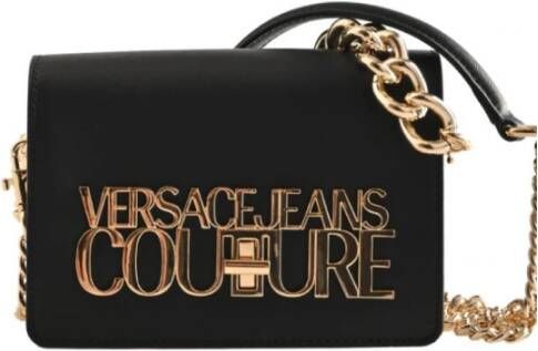 Versace Jeans Couture Zwarte Schoudertas met Logo Belettering Black Dames