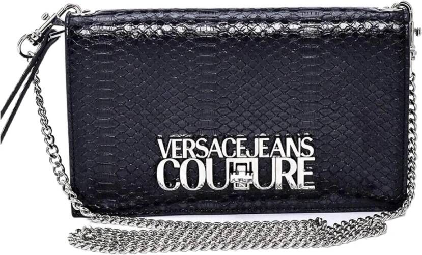 Versace Jeans Couture Zwarte Schoudertas met Pythonprint Black Dames
