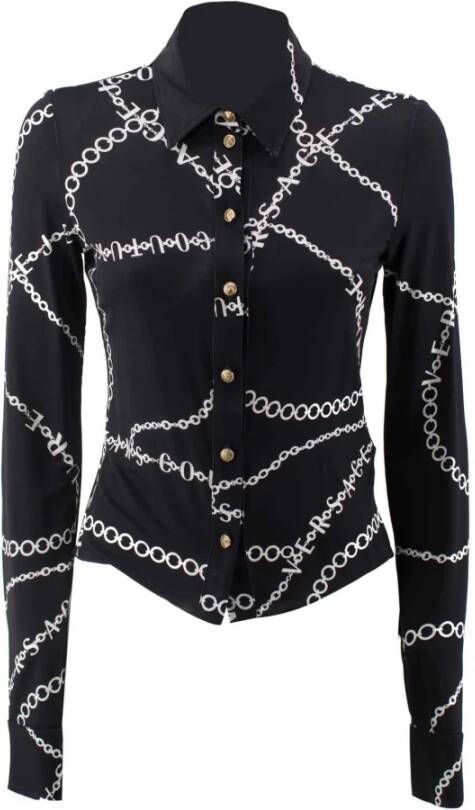 Versace Jeans Couture Zwarte Sweaters met Kettingprint Zwart Dames