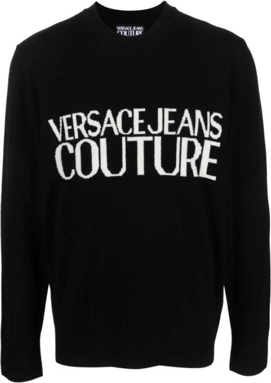Versace Jeans Couture Zwarte Sweaters Stijlvol Ontwerp Zwart Heren