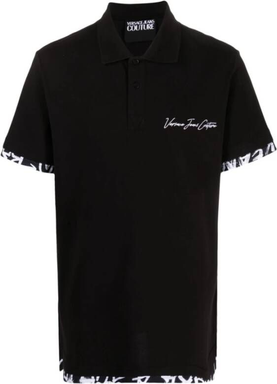 Versace Katoenen Pique Polo Shirt met Graffiti Print Black Heren