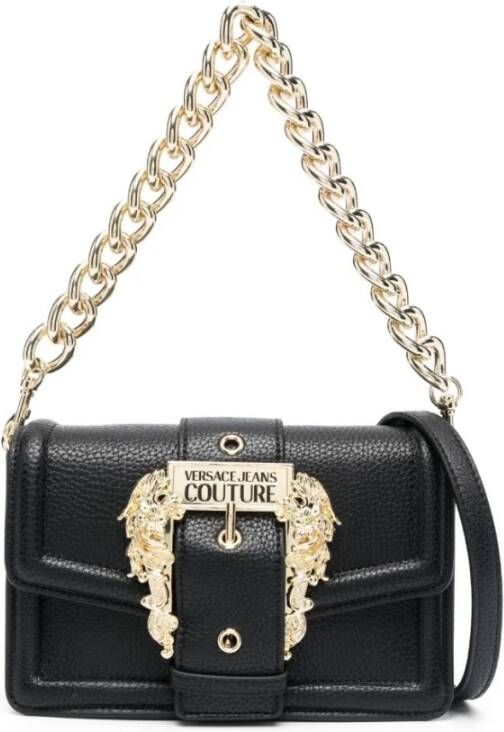 Versace Jeans Couture Zwarte Crossbody Tas met Afneembaar Gouden Ketting Detail Black Dames - Foto 7