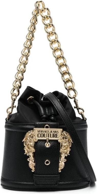 Versace Jeans Couture Zwarte tas met kettinghengsel en afneembare schouderband Black Dames