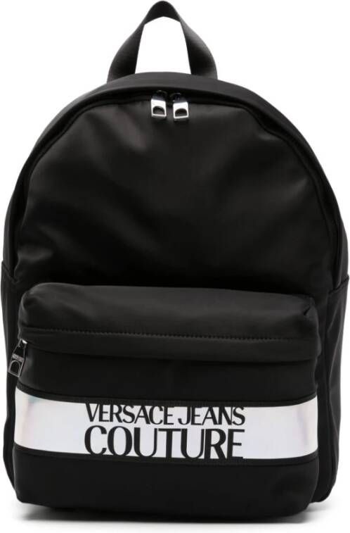 Versace Jeans Couture Iconisch Logo Nylon Micro Riga Gecoate Tas Black Heren