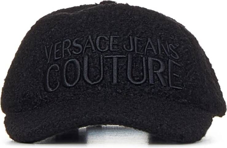 Versace Jeans Couture Zwarte Verstelbare Hoeden met Zilveren Gespsluiting Zwart Heren