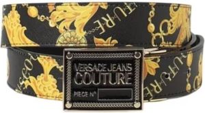 Versace Jeans Couture Zwart Gouden Leren Riem met Logoprint voor Meerkleurig Unisex