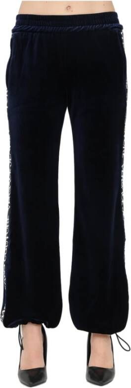 Versace Jeans Couture Velvet stretch zweetbroeken blauw Dames