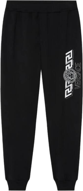 Versace Greca Gedetailleerde Jersey Gebreide Trainingsbroek Black Heren