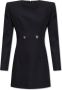 Versace Logo Knoop Virgin Wool Jurk Black Dames - Thumbnail 1
