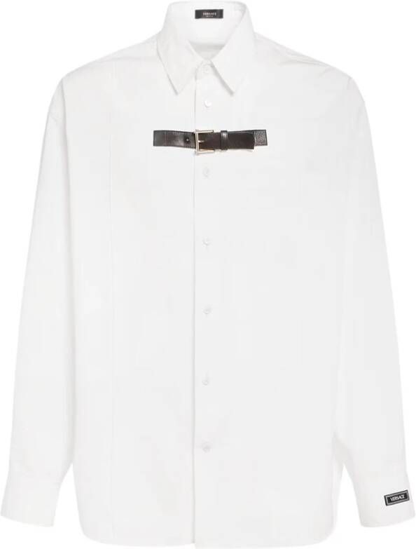 Versace Katoenen Popeline Overhemd met Parelknoopjes White Heren