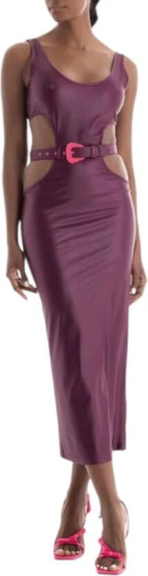 Versace Jeans Couture Heldere Aansluitende Jurk met Riem Purple Dames