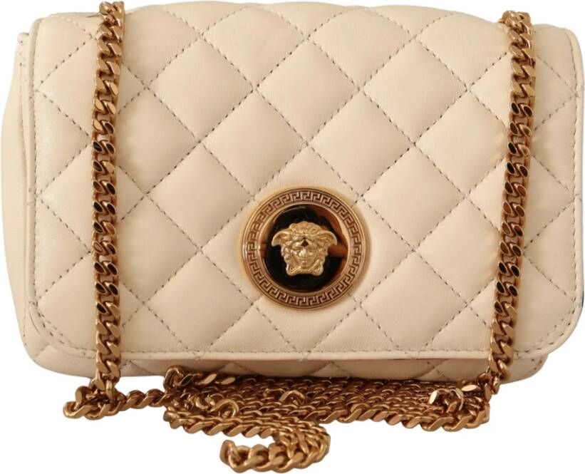 Versace Witte Nappa Leren Medusa Kleine Crossbody Tas White Heren