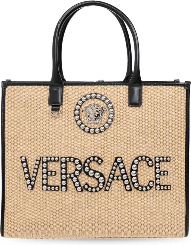 Versace Shoppers La Medusa Shopper with Logo in beige