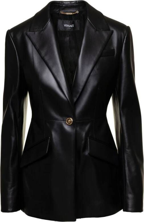 Versace Leather Jackets Zwart Dames