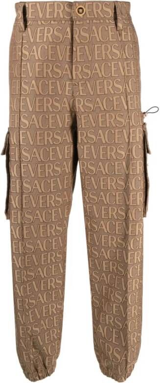 Versace Leather Trousers Bruin Heren
