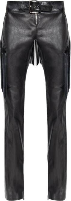 Versace Leren broek met franjes Black Dames