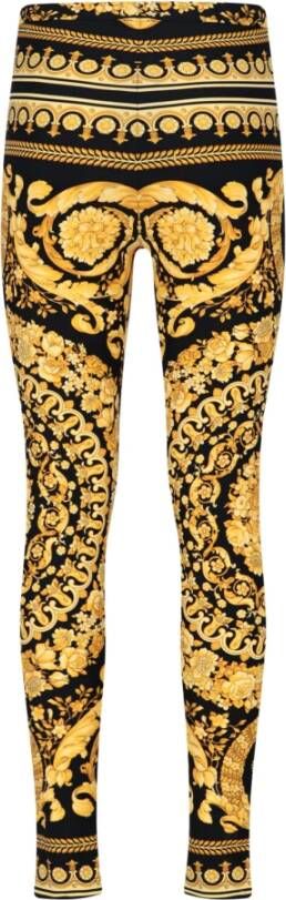 Versace Barocco Print High-Rise Leggings Yellow Dames
