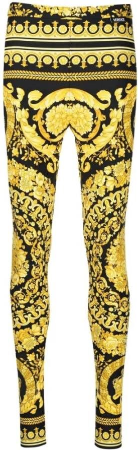 Versace Barocco Print High-Rise Leggings Yellow Dames