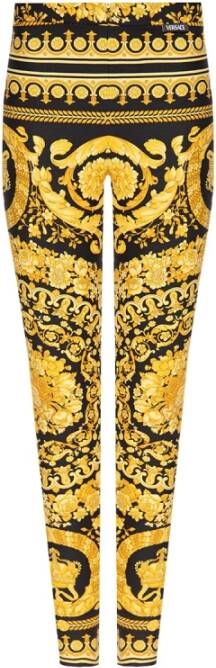 Versace Barocco Print Leggings Yellow Dames
