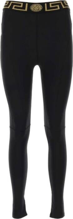 Versace Zwarte stretch nylon leggings Black Dames
