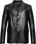 Versace Leren jas met enkele rij knopen Black Heren - Thumbnail 1