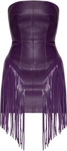 Versace Leren jurk met franjes Purple Dames