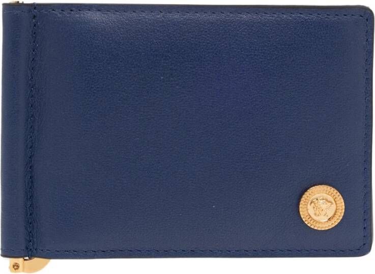 Versace Leren portemonnee Blauw Heren