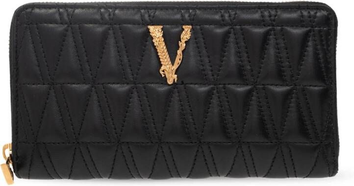 Versace Leren portemonnee Zwart Dames