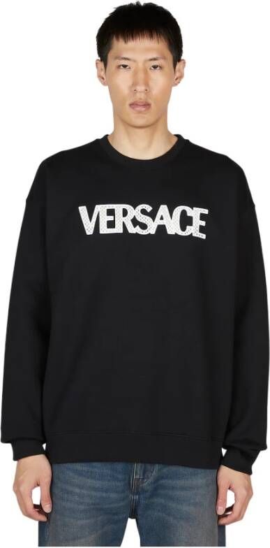 Versace Zwarte Logo Sweatshirt voor Heren Black Heren