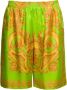 Versace Barocco Silk Bermuda Shorts Lime Gold Green Heren - Thumbnail 1